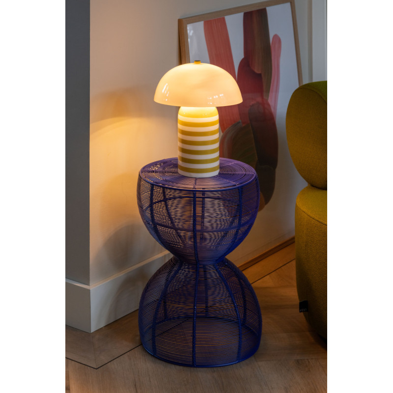 Lampe à poser champignon rayée jaune...