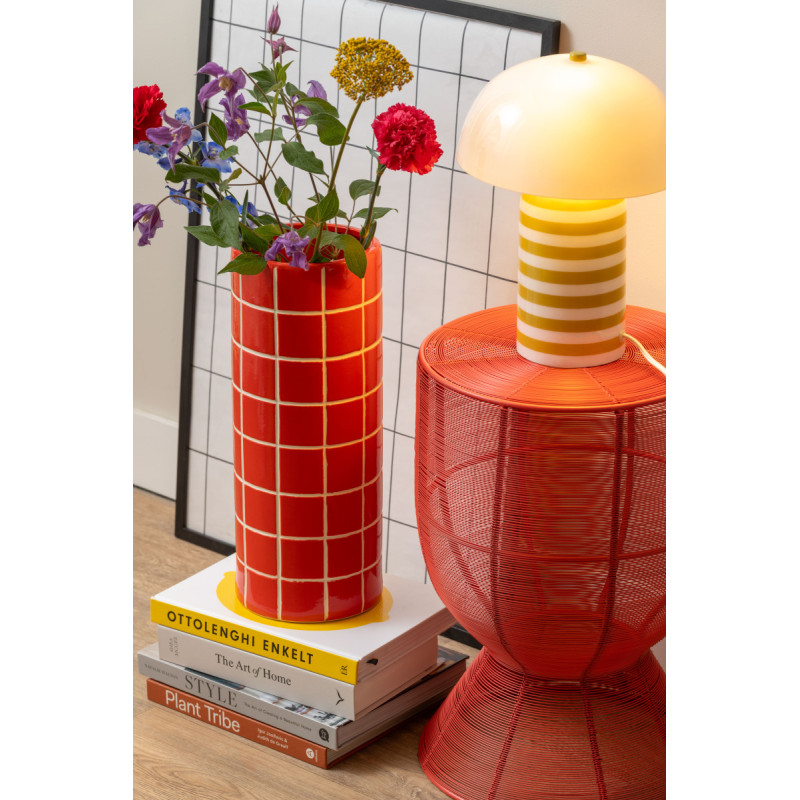 Lampe à poser champignon rayée jaune...