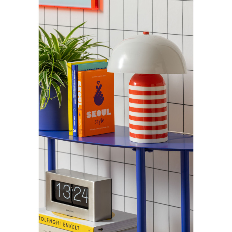 Lampe à poser champignon rayée orange...