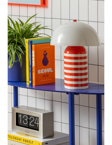 Lampe à poser champignon rayée orange 30 cm Rayado Retro