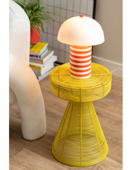 Lampe à poser champignon rayée orange 30 cm Rayado Retro