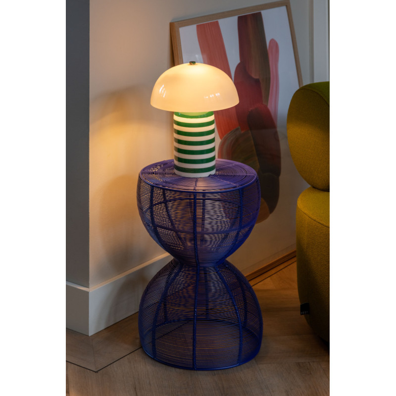 Lampe à poser champignon rayée verte...