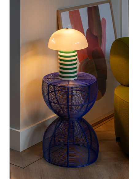 Lampe à poser champignon rayée verte 30 cm Rayado Retro