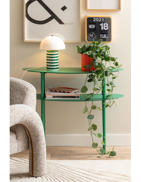 Lampe à poser champignon rayée verte 30 cm Rayado Retro