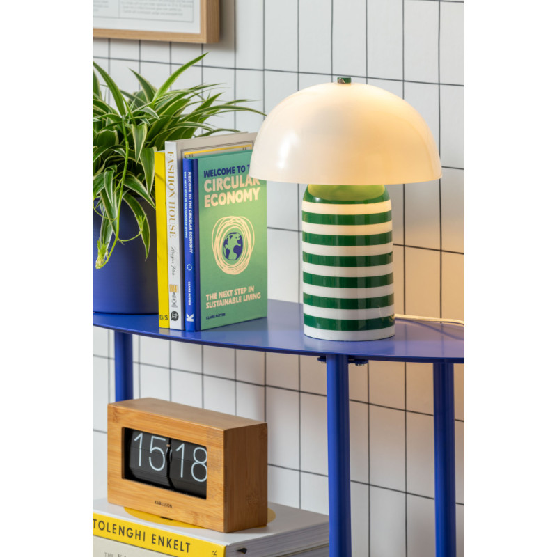 Lampe à poser champignon rayée verte...