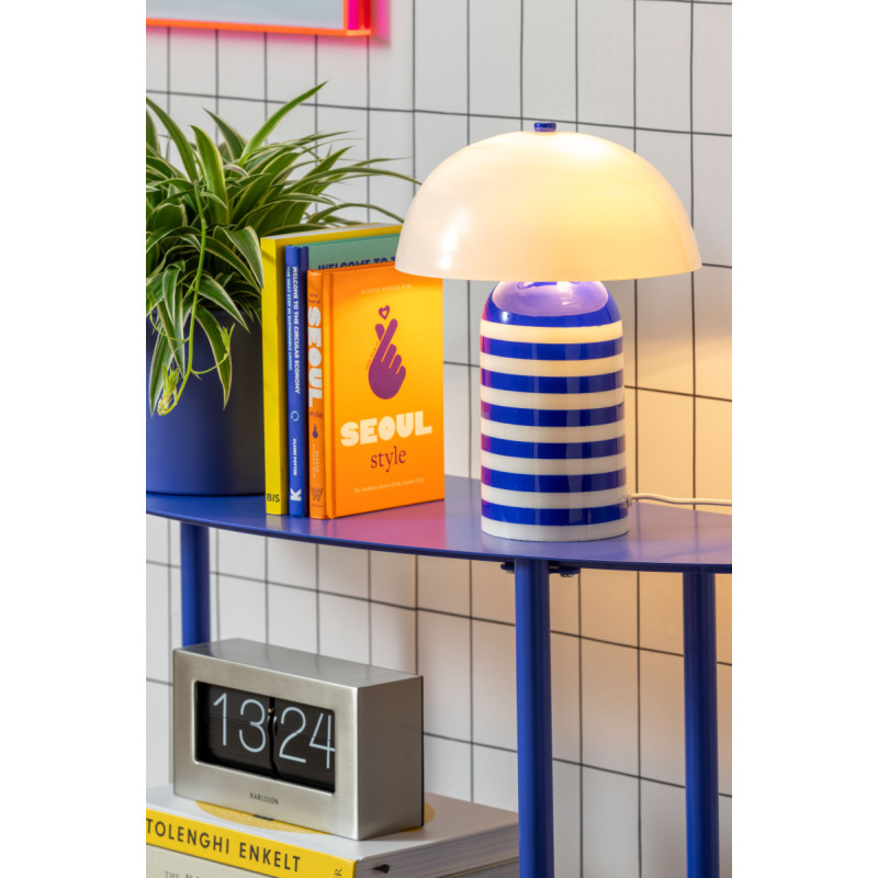 Lampe à poser champignon rayée bleue...