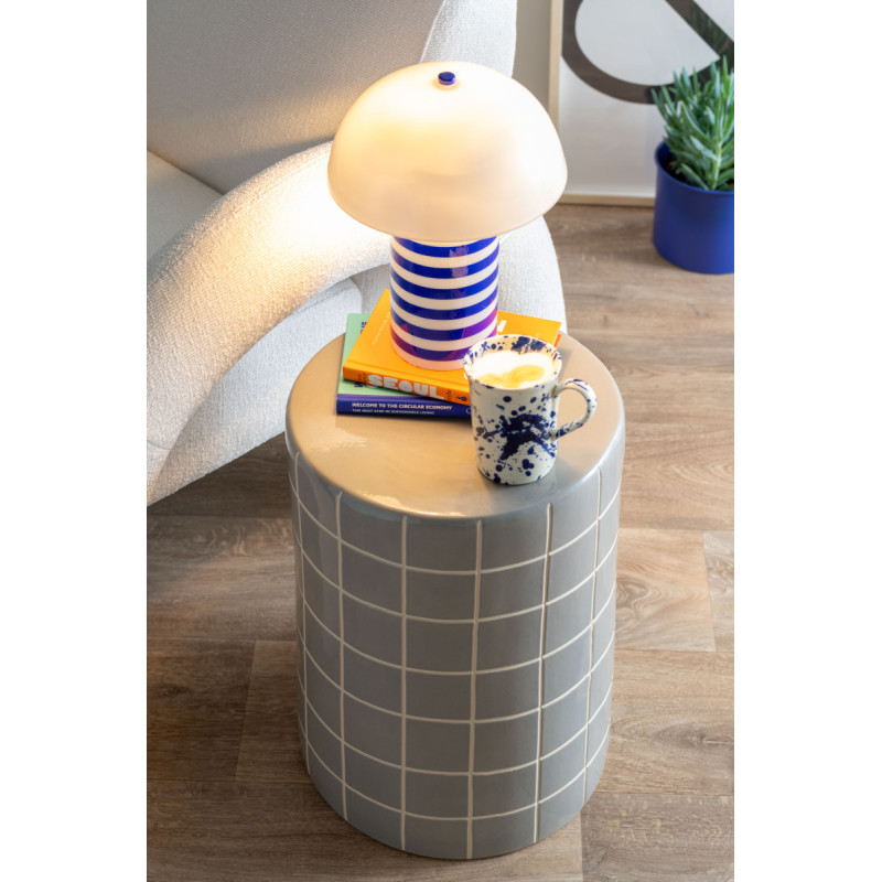 Lampe à poser champignon rayée bleue...