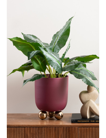 Grand cache-pot sur pieds en métal bordeaux 32 cm Estilo