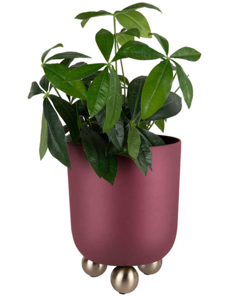Grand cache-pot sur pieds en métal bordeaux 32 cm Estilo