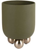 Grand cache-pot sur pieds en métal vert olive 32 cm Estilo