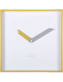 Horloge murale carrée silencieuse jaune en plastique 28 cm Cool Retro