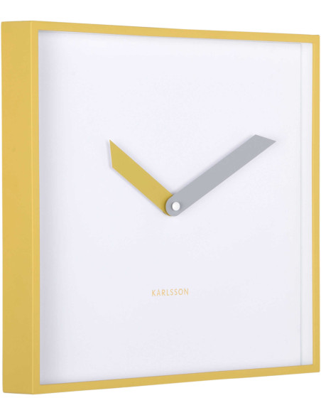 Horloge murale carrée silencieuse jaune en plastique 28 cm Cool Retro