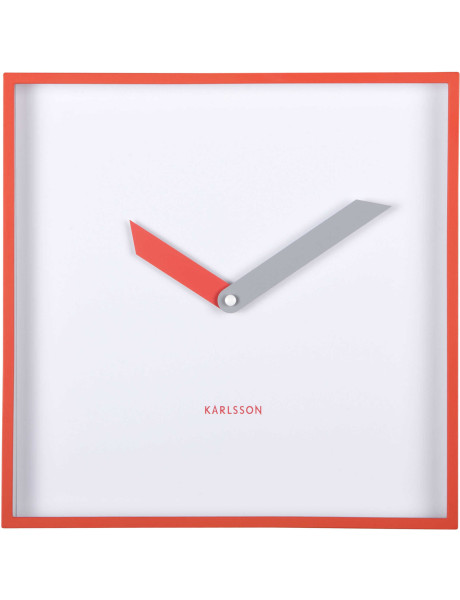 Horloge murale carrée rouge silencieuse 28 cm Cool Retro