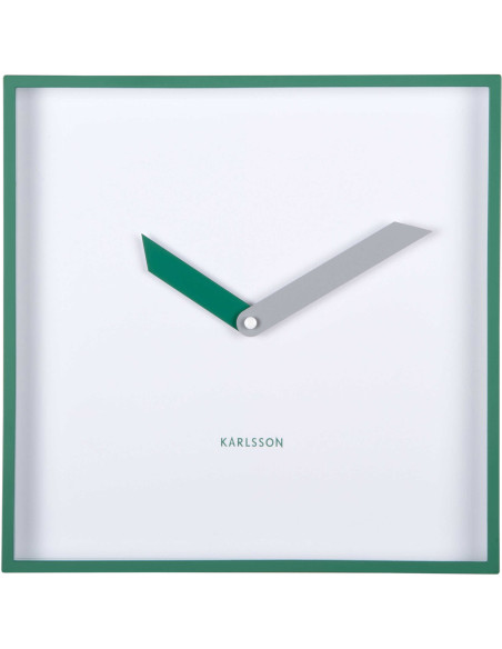 Horloge murale carrée verte silencieuse 28 cm Cool Retro