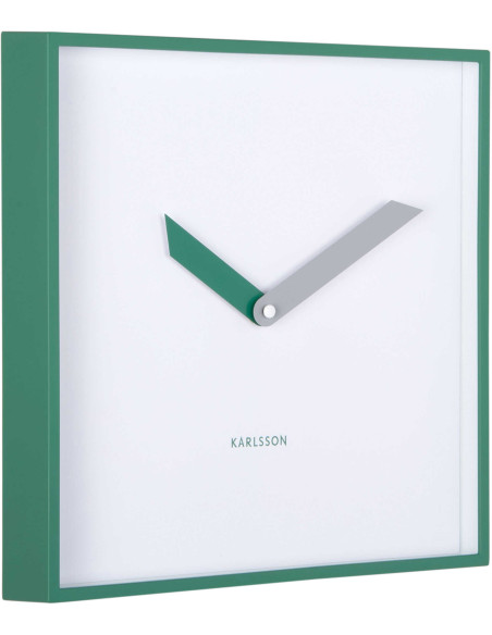 Horloge murale carrée verte silencieuse 28 cm Cool Retro