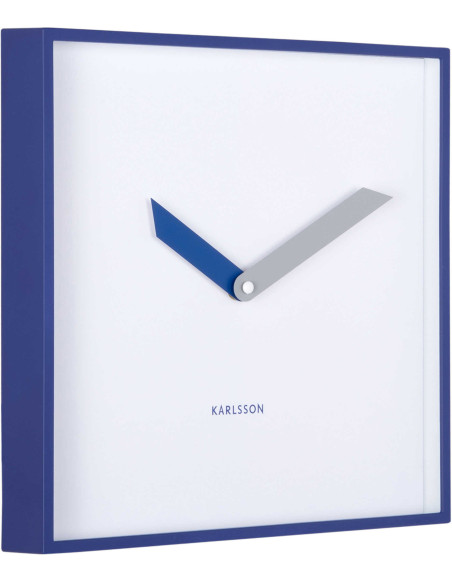 Horloge murale carrée bleu cobalt silencieuse 28 cm Cool Retro