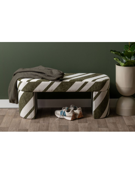 Banc bout de lit en polyester vert écru 101 cm Agraciado
