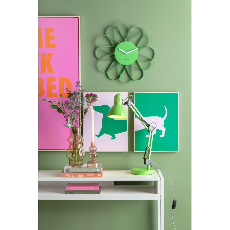 Horloge murale fleur verte en fer 40...