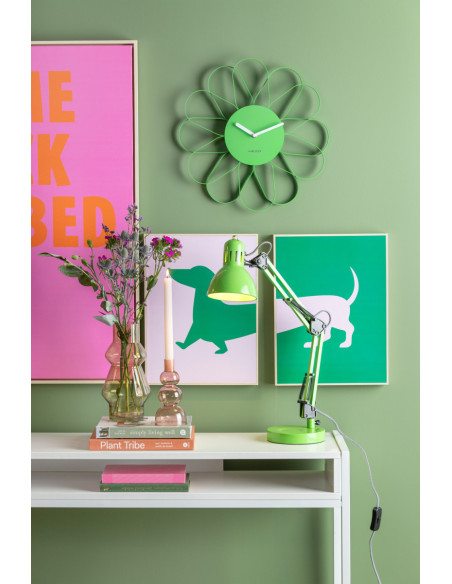 Horloge murale fleur verte en fer 40 cm Arkis