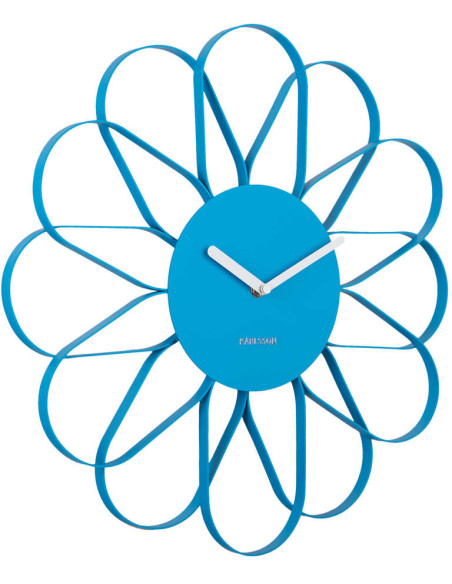 Horloge murale fleur bleue en fer 40 cm Arkis