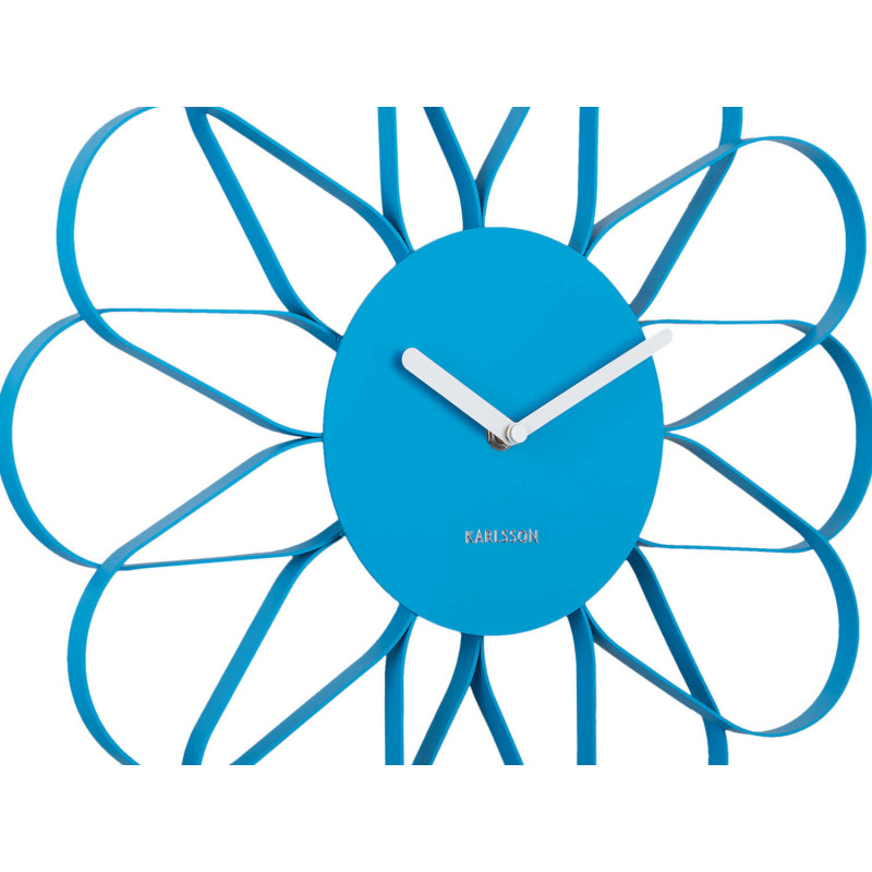 Horloge murale fleur bleue en fer 40...