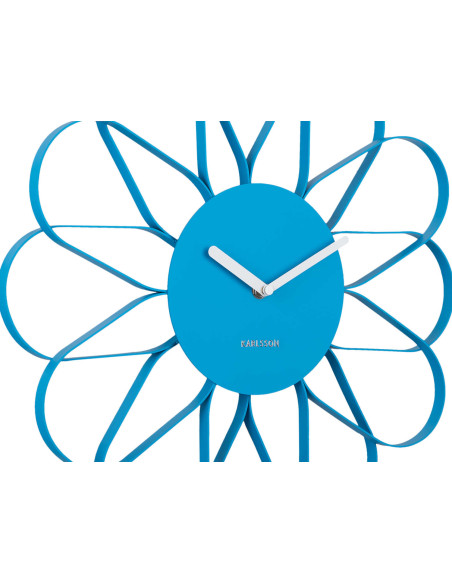 Horloge murale fleur bleue en fer 40 cm Arkis