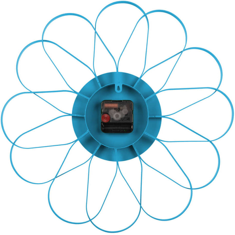 Horloge murale fleur bleue en fer 40...