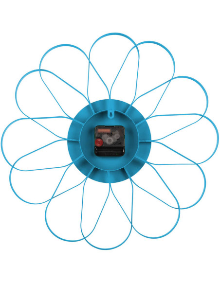 Horloge murale fleur bleue en fer 40 cm Arkis