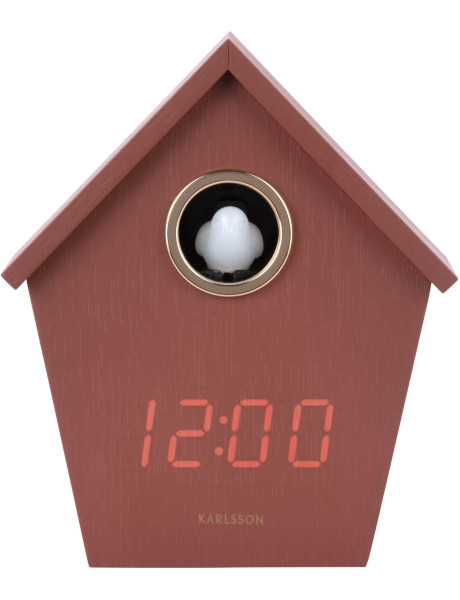 Réveil coucou LED bordeaux en MDF 15 cm Riqueza Cuckoo