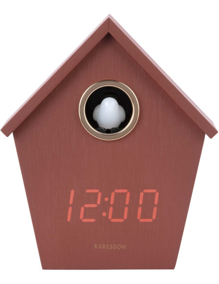 Réveil coucou LED bordeaux en MDF 15 cm Riqueza Cuckoo