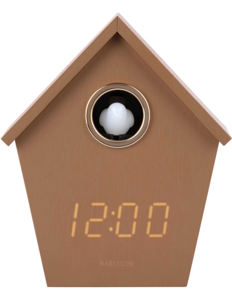 Réveil coucou LED marron moka en MDF 15 cm Riqueza Cuckoo