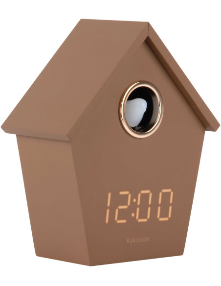 Réveil coucou LED marron moka en MDF 15 cm Riqueza Cuckoo