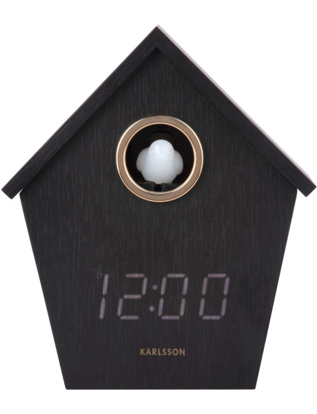 Réveil coucou LED noir en MDF 15 cm Riqueza Cuckoo