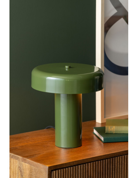 Lampe à poser champignon métal vert olive Riqueza Palo