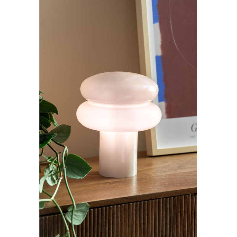 Lampe à poser en verre gris chaud...