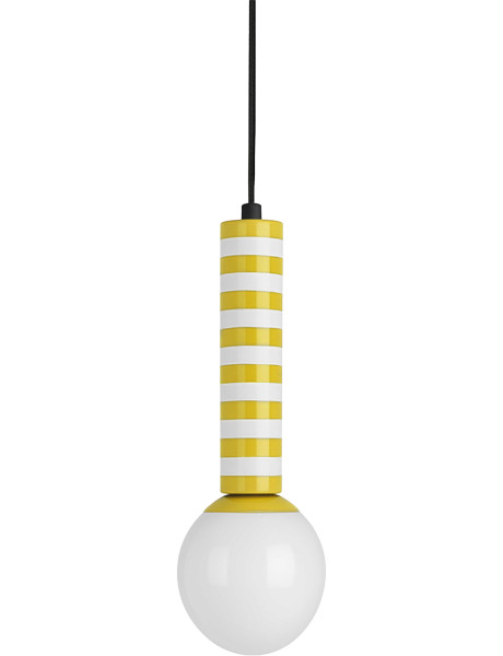 Suspension rayée jaune et blanche 38 cm Rayado Retro