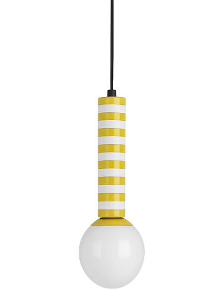 Suspension rayée jaune et blanche 38 cm Rayado Retro
