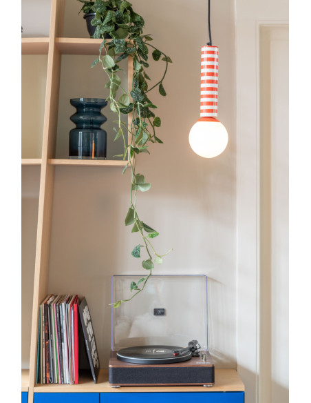 Suspension rayée orange et blanche 38 cm Rayado Retro