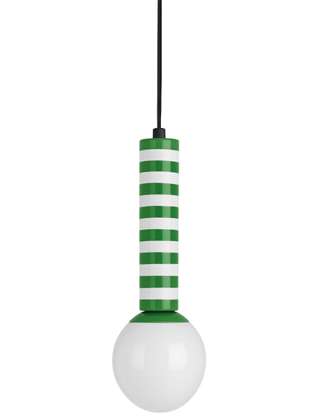 Suspension rayée verte et blanche 38 cm Rayado Retro