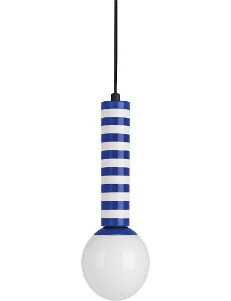Suspension rayée bleu cobalt et blanc 38 cm Rayado Retro