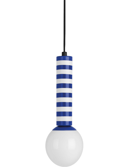 Suspension rayée bleu cobalt et blanc 38 cm Rayado Retro