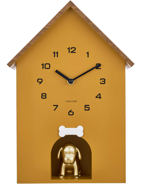 Horloge murale niche chien jaune silencieuse 36,5 cm Dog...