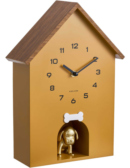 Horloge murale niche chien jaune silencieuse 36,5 cm Dog House