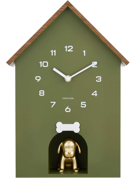Horloge murale chien vert olive silencieuse 36,5 cm Dog...