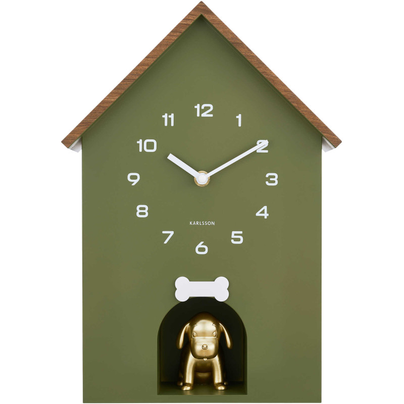 Horloge murale chien vert olive...