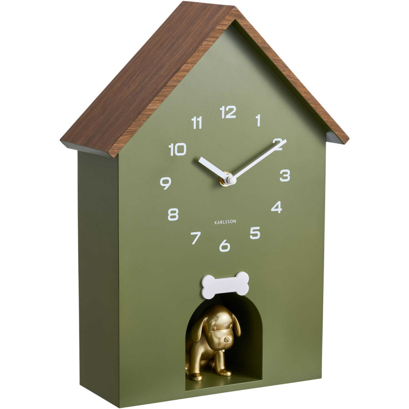 Horloge murale chien vert olive...