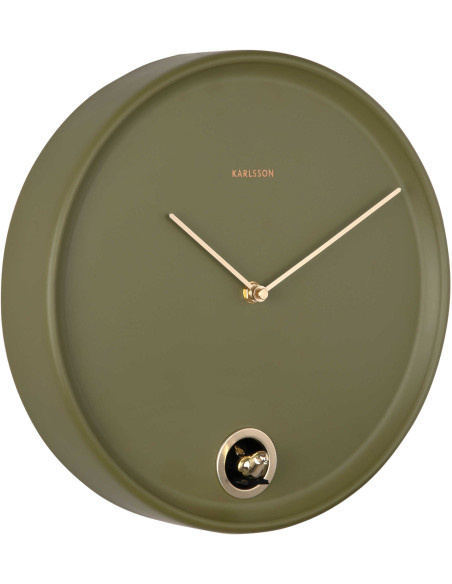 Horloge murale coucou vert olive en métal 30 cm Esencia Cuckoo
