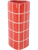 Vase céramique rouge à carreaux triangulaire 26 cm Retro Tiles