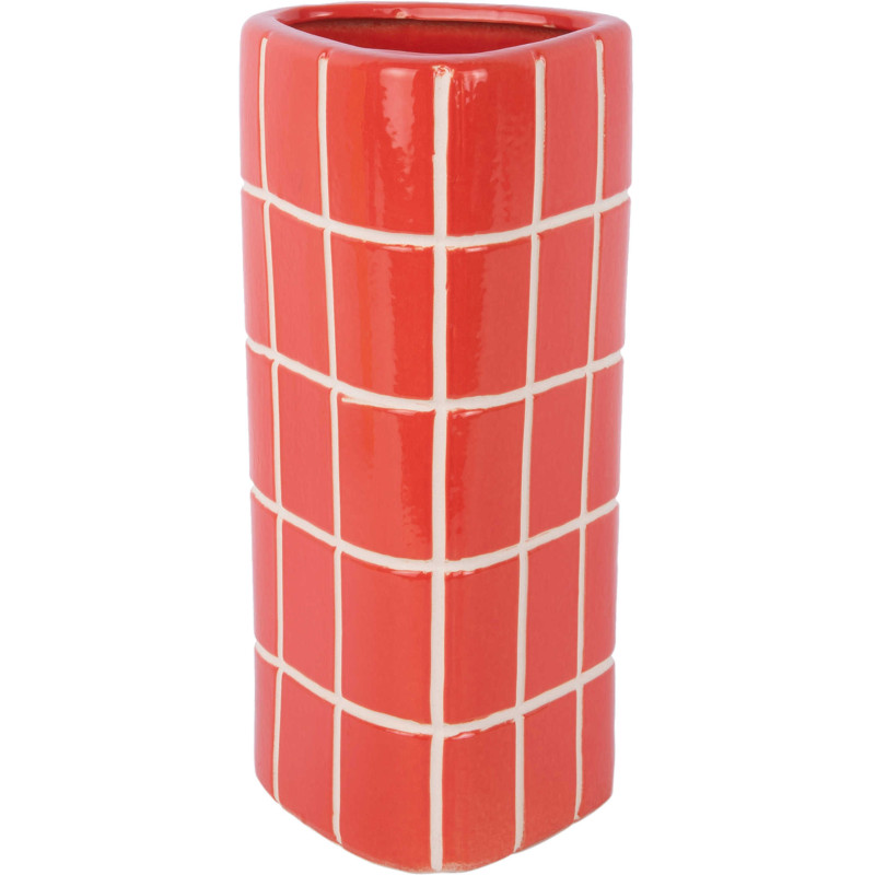 Vase céramique rouge à carreaux...