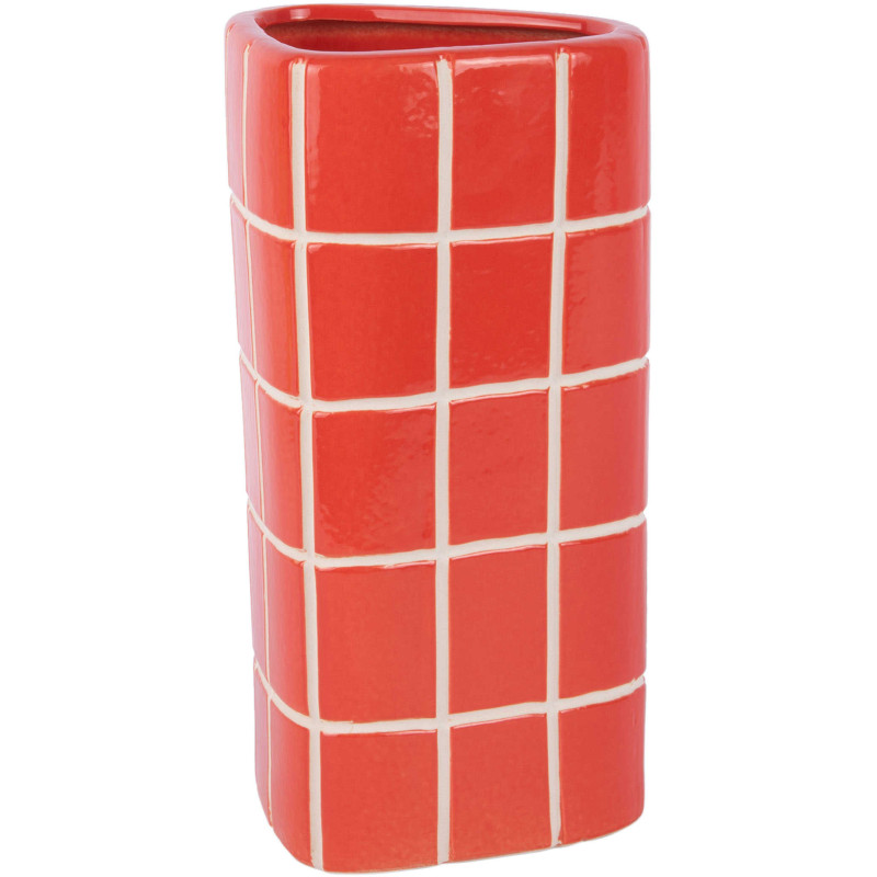 Vase céramique rouge à carreaux...